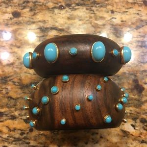 Wood and Turquoise Bracelets